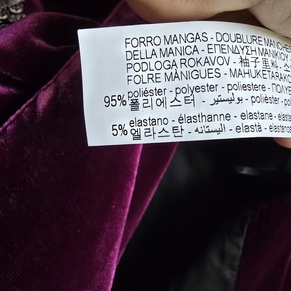 ZARA, New, Luxe Purple Velvet Rhinestone Button Oversized Blazer, Size Small - Picture 11 of 13